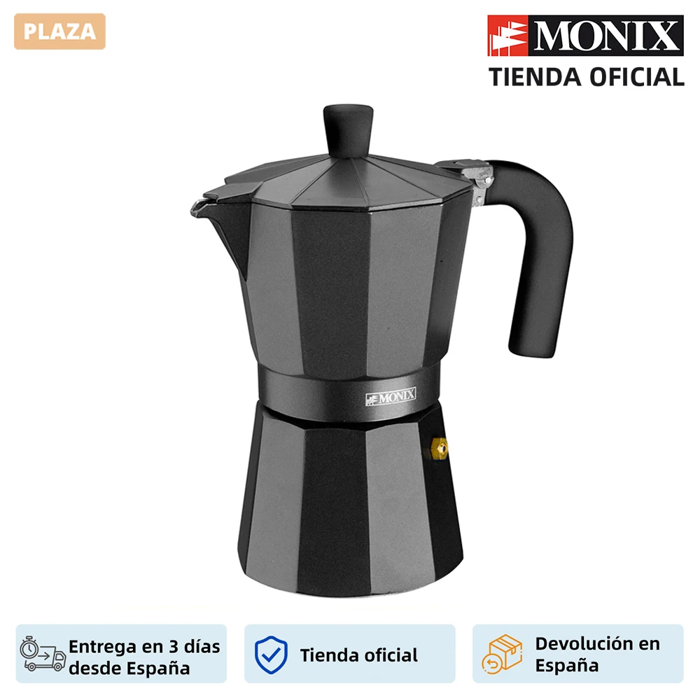 Monix алюминиевая Кофеварка Noir Vitro. От 1 до 12 чашек. Подходит для приготовления