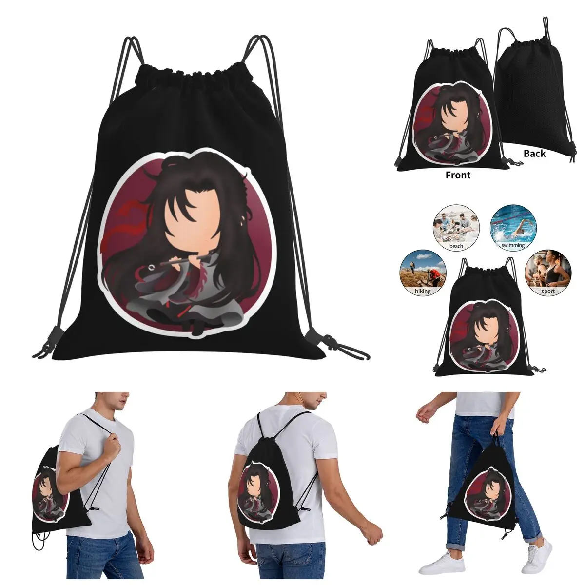 

Wei Wuxian Mdzsirt(2) Drawstring Bags Gym Bag Classic Backpack Humor Graphic Infantry pack