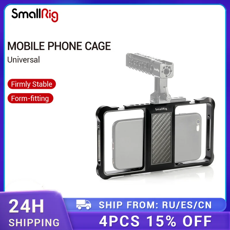 

SmallRig Standard Universal Mobile Phone Cage Vloggers Video Shooting Phone Cage Accessories With Cold Shoe Mount -2391