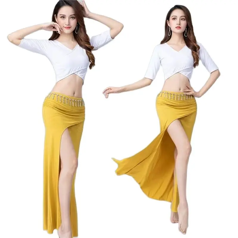 

Женский костюм для танца живота, комплект из 3 предметов, бюстгальтер с поясом и юбка, танцевальный костюм, индийская одежда для танца живота, Размеры S/M/L