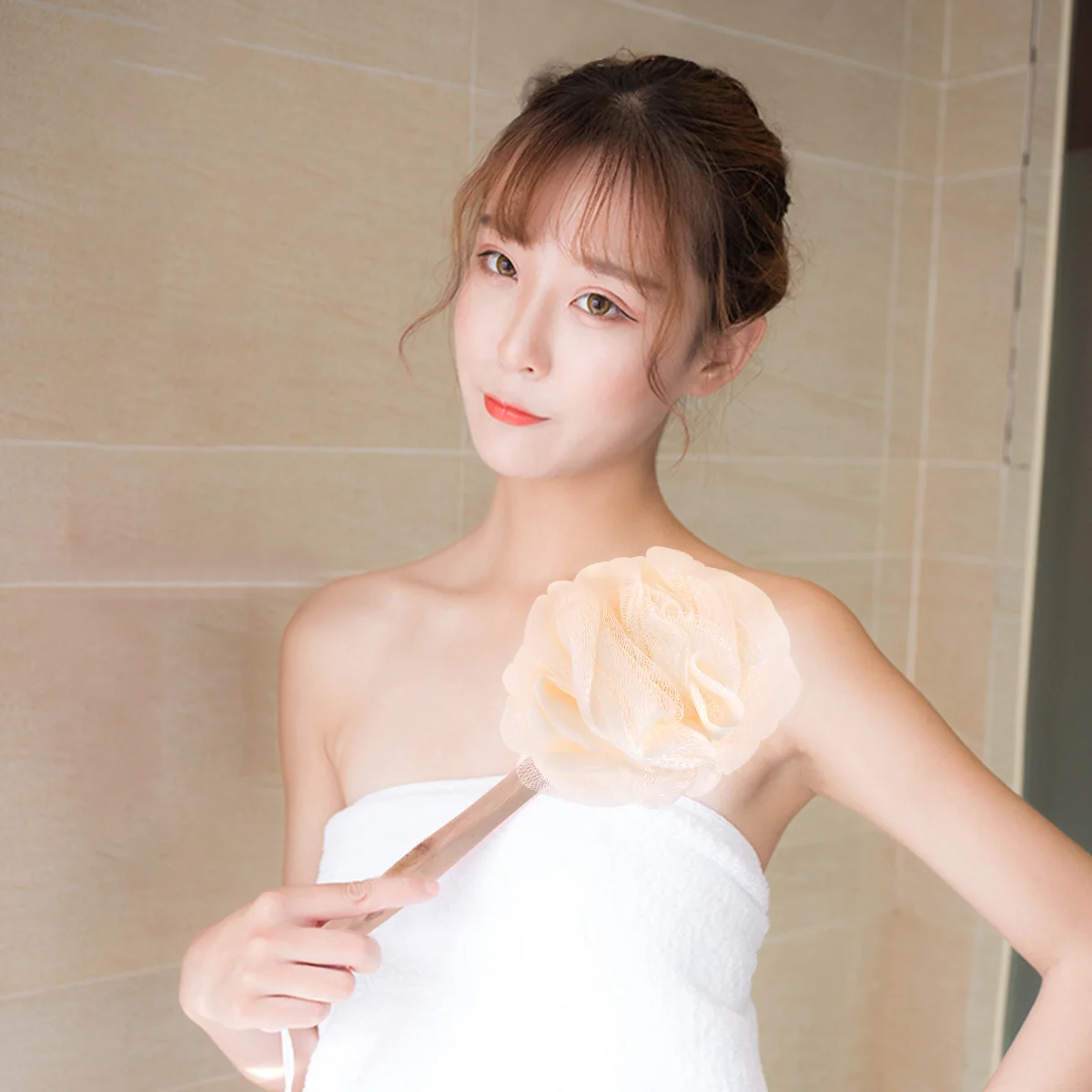 

Brushshower Bath Loofah Scrubber Sponge Handle Meshexfoliating Body Withwasher Soft Handled Sponges Scrubbers Usepuff Pouf