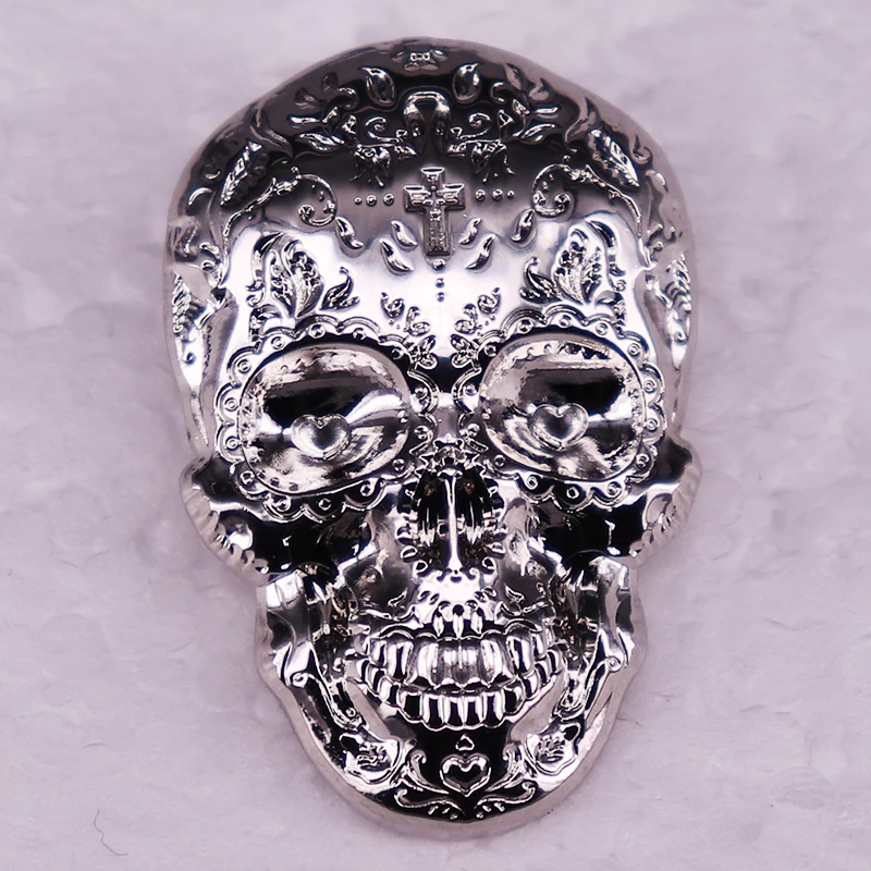 

Металлическая брошь с изображением черепа и костей