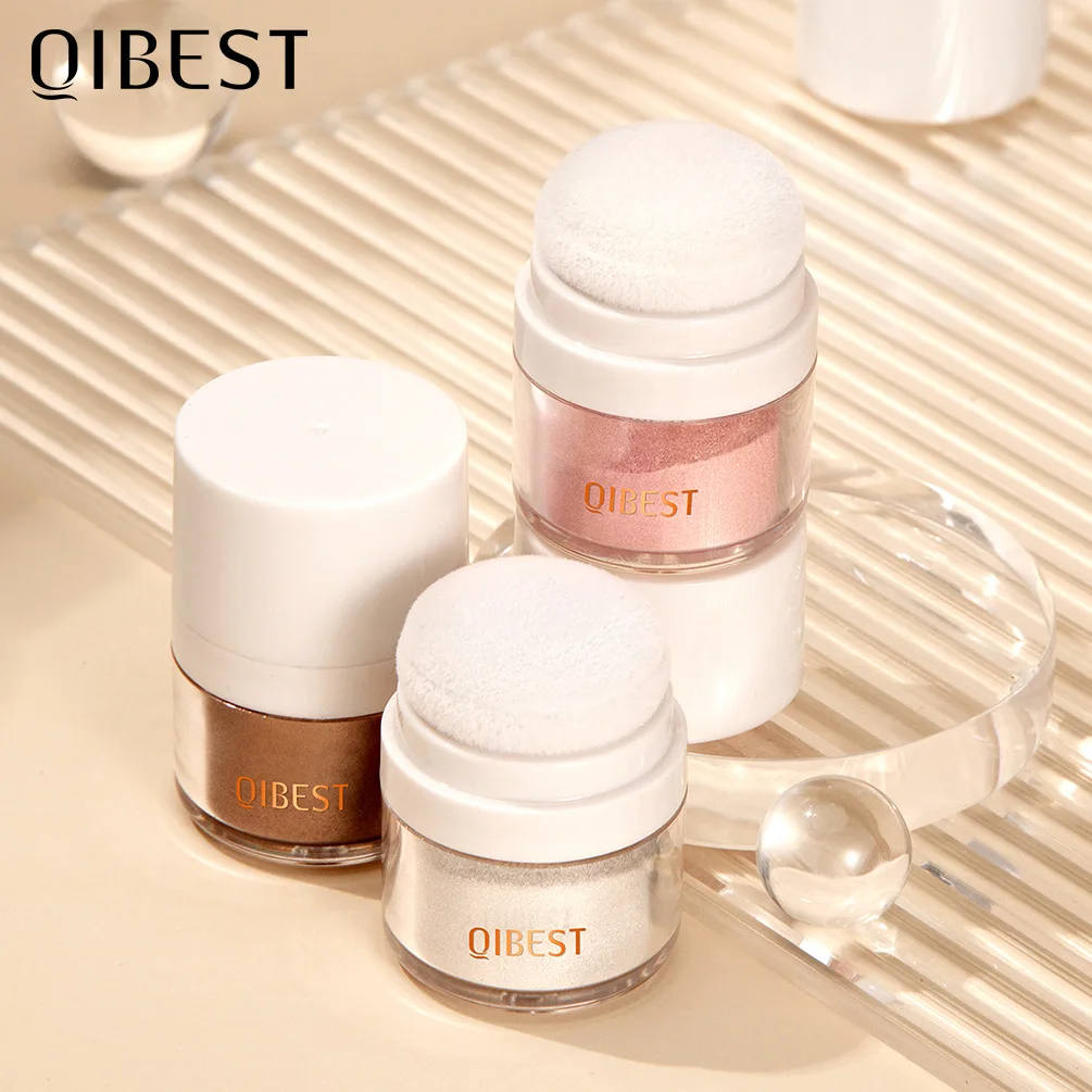 

QIBEST Highlight Powder Glitter Powder Brighten for Body Face Nose Blusher Powder Three-dimensional Shadow Pearl Powder