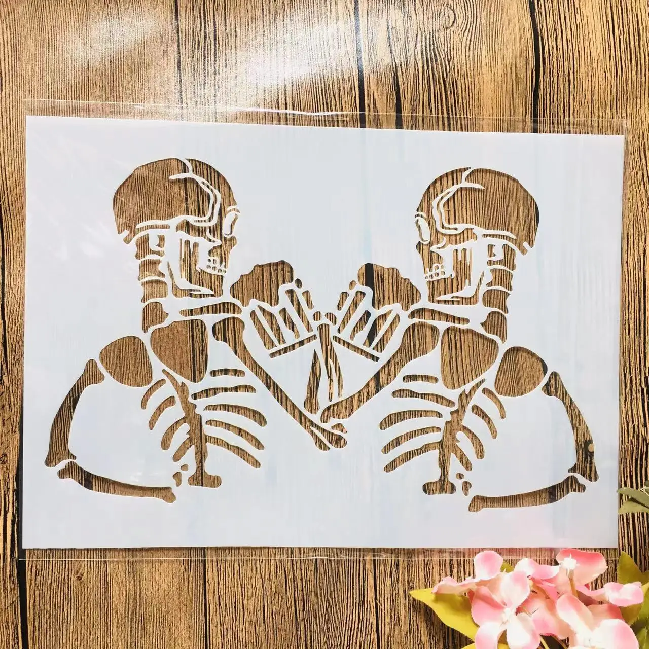 

A4 29*21cm Skull Skeleton Boxer DIY Layering Stencils Wall Painting Scrapbook Coloring Embossing Album Decorative Template