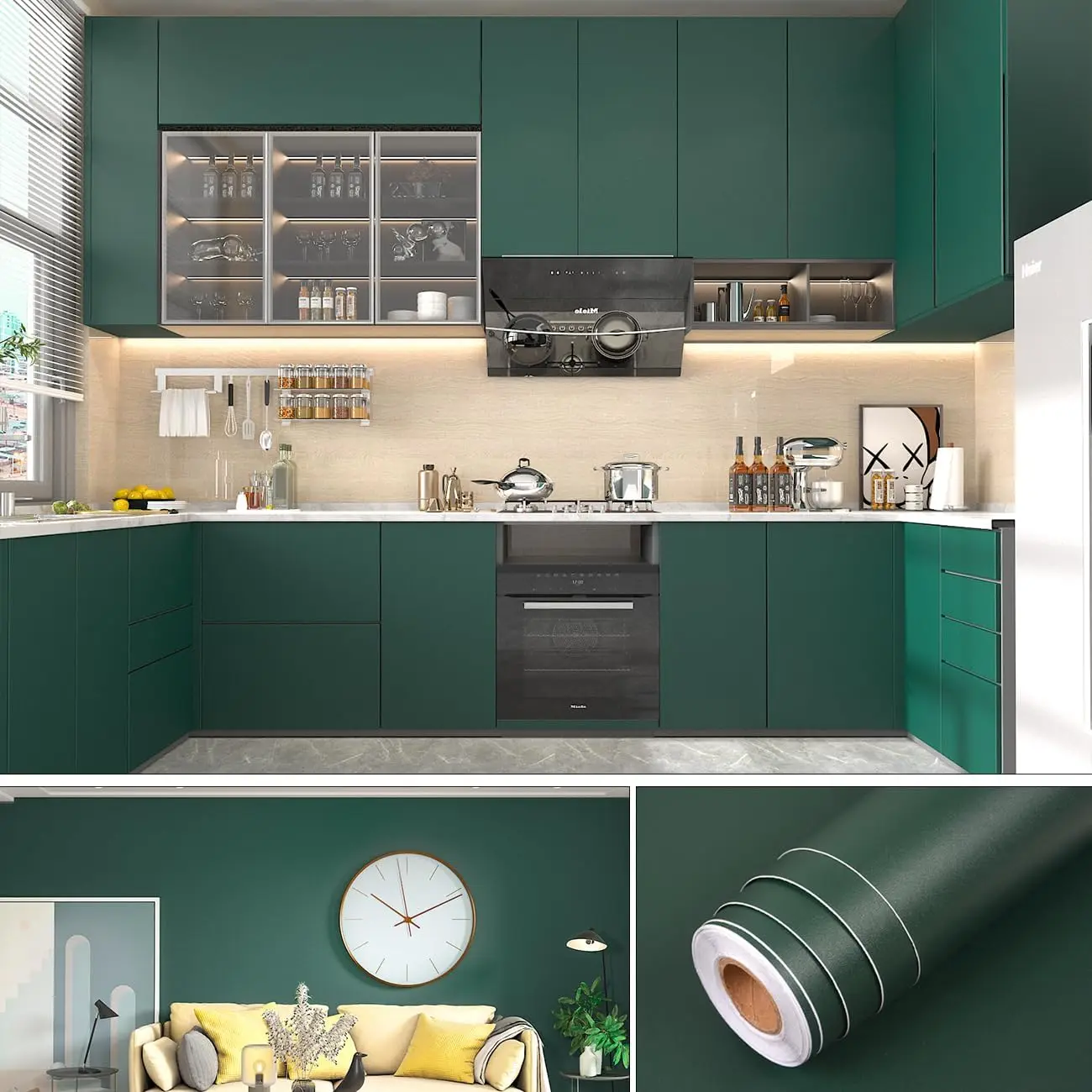 Сплошные цветные самоклеящиеся водостойкие обои для декора стен гостиной