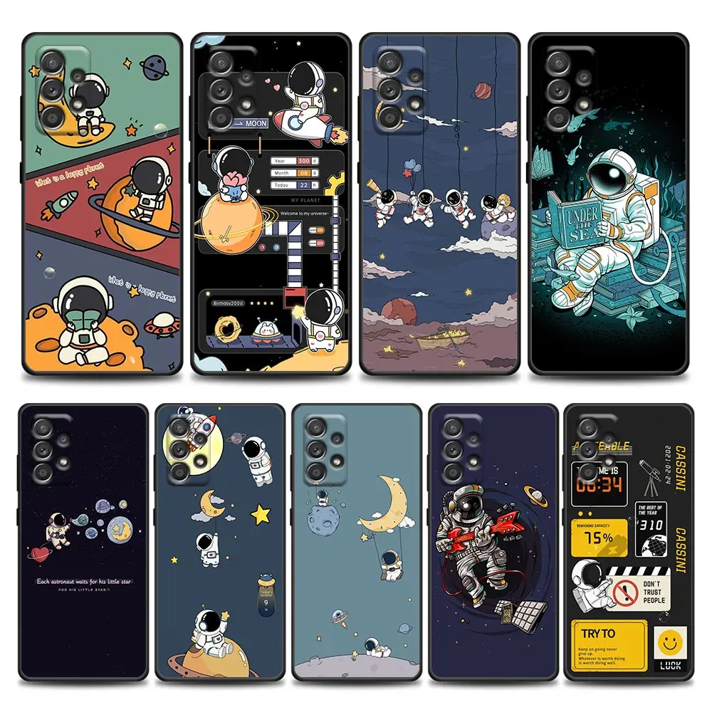 

Cute Cartoon Spaceman Phone Case for Samsung A01 A02 S A03s A11 A12 A21s A32 5G A41 A72 5G A52s 5G A91 Soft Silicone