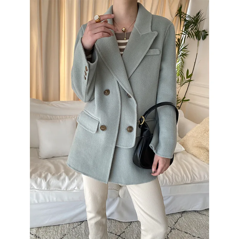 

SuperAen Layered Double Placket Suit Design Double-sided Woolen Overcoat Autumn and Winter 2022 New Casual Wool Jacket