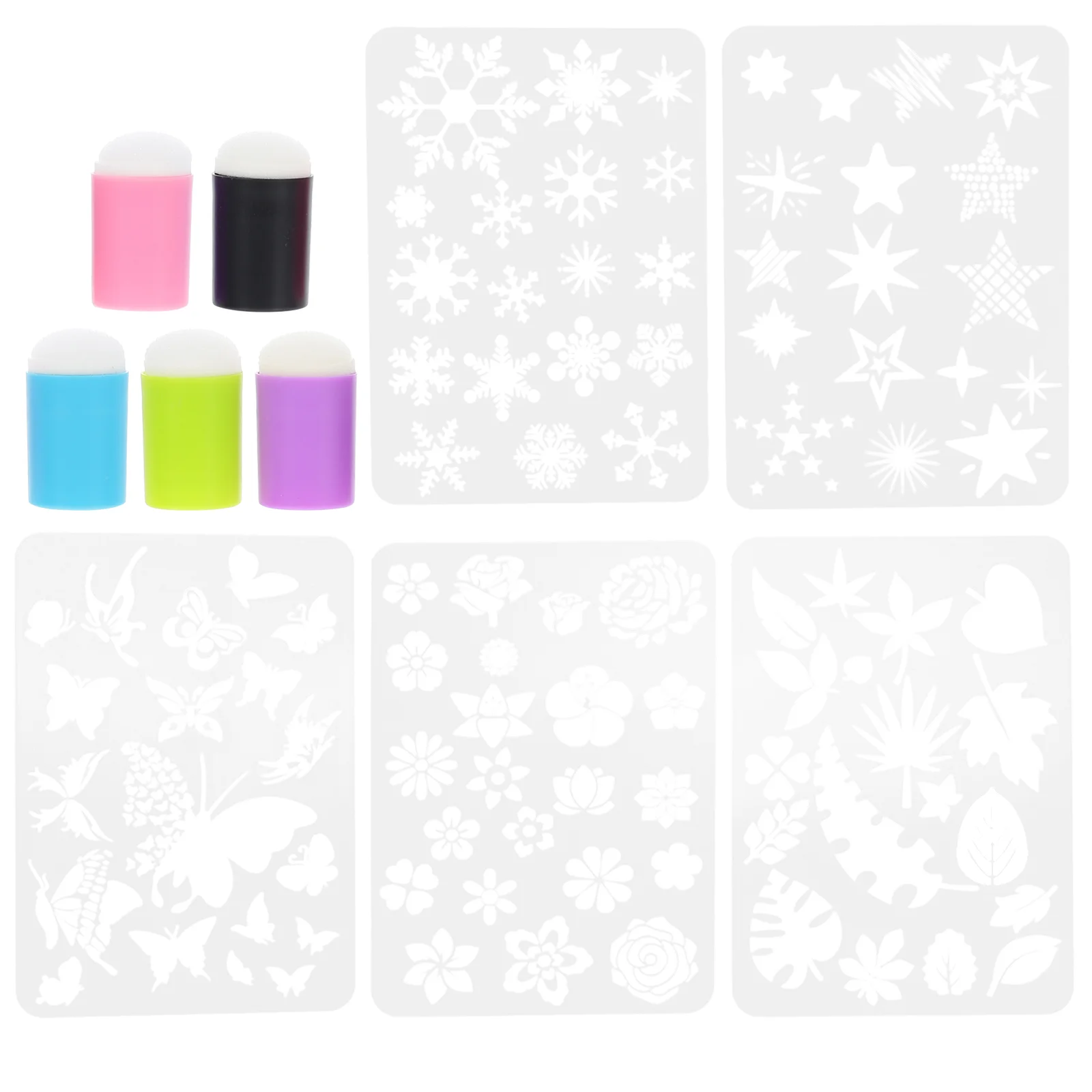 

Sponge Paintingfinger Daubers Flower Stencilsbrush Diyruler Craft Sponges Tools Stencil Template Summer Stamps Style Templates