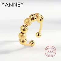 yanney silver color european and american rotating beads mens womens open rings hot selling simple jewelry accessories