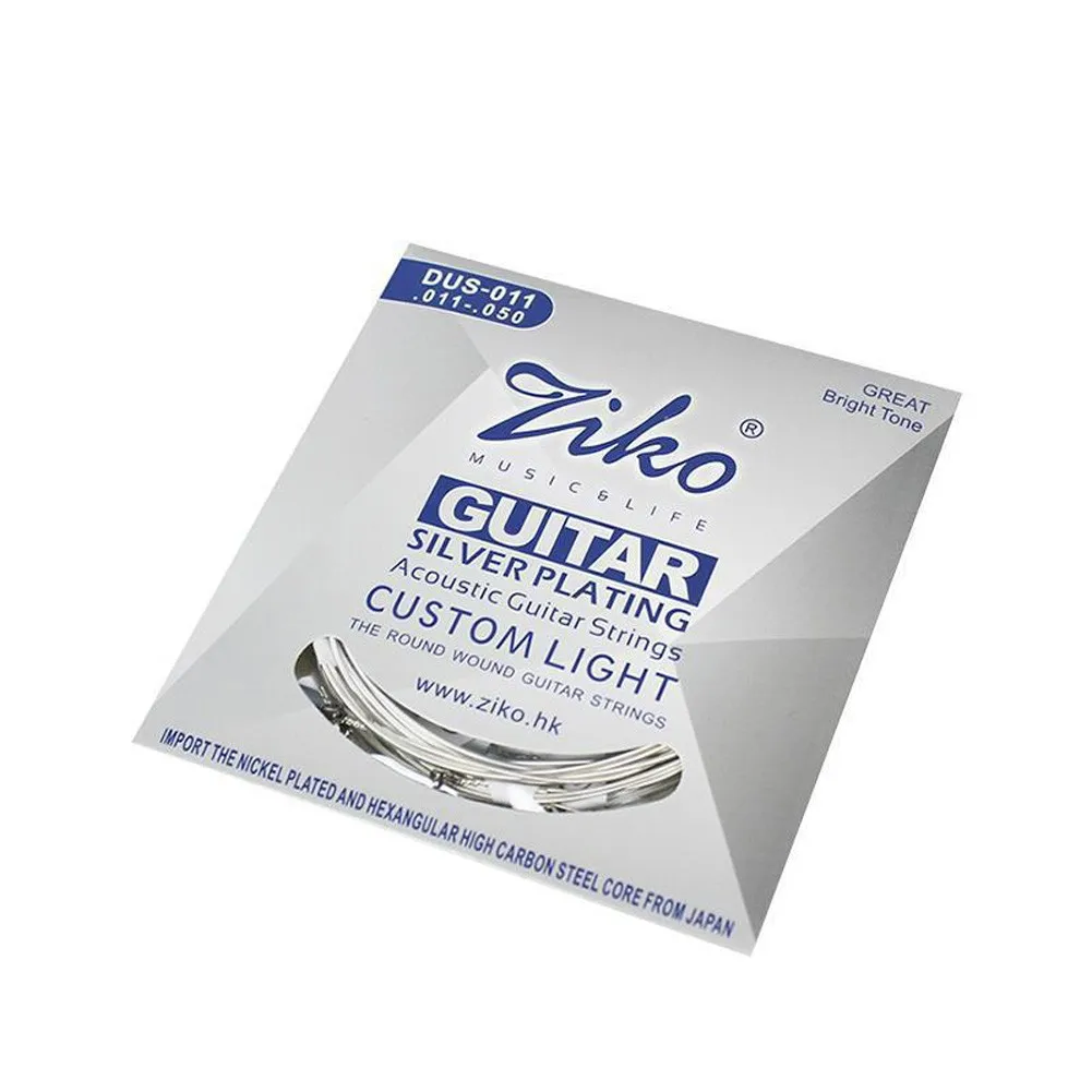 Ziko Струны для акустической гитары Carbon Core DUS-010 011 012 Guitar Silver Steel горячая распродажа |