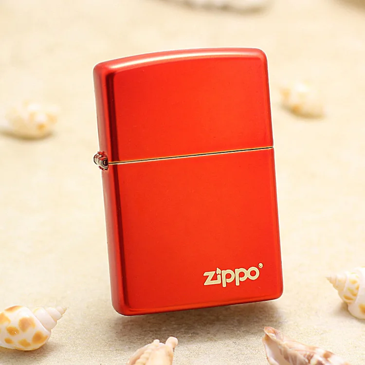 Genuine Zippo oil lighter copper windproof Red paint cigarette Kerosene lighters Gift with anti-counterfeiting code