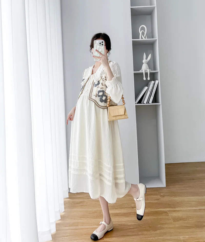 

Maternity wear spring new maternity dress + vest set maternity two-piece maternity suit
