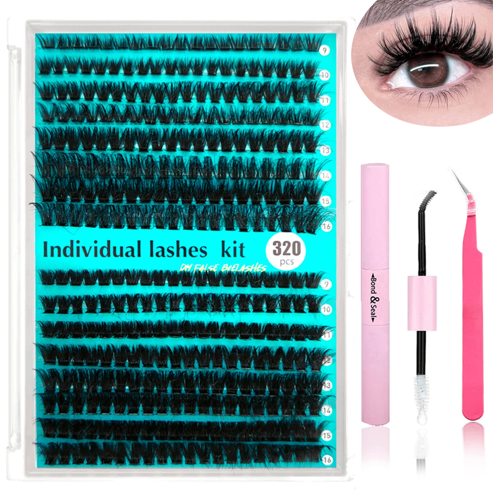 40D 50D DIY Cluster Комплект ресниц Bond and seal кудрявые накладные ресницы удлинение 320 шт.