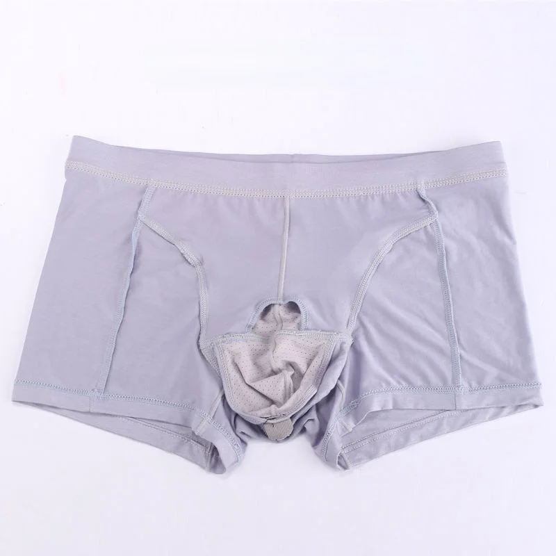 Man Breathable Boxers Penis Divide Underwear Open Hole Penis Pocket Anti Bacteria Sexy Lingerie Avoid Scrotal Eczema Briefs Gay
