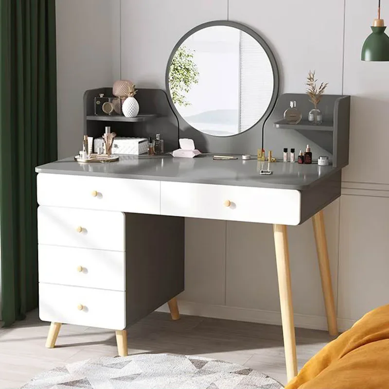 

Mirror Led Dressing Table Brown Bedroom Multifunctional Luxury Dressing Table Classic Charm Tocador Maquillaje Home Furniture
