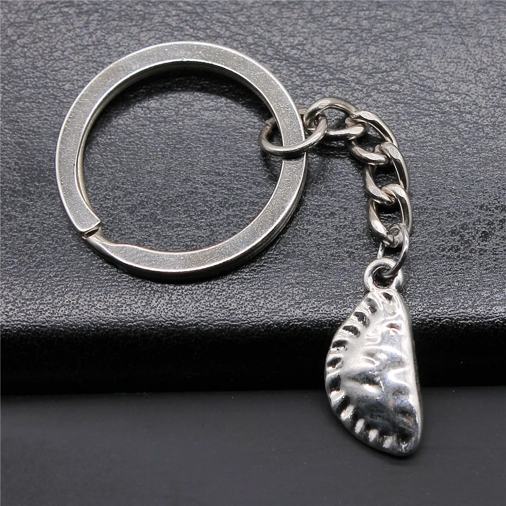 Pamiątki prezent DIY metalowy brelok do kluczy antyczne srebro kolor 10x22mm pierogi wisiorek