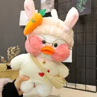 Белая плюшевая кукла-свитер с сердечками, 30 см, мягкие игрушки-утки, морковка, повязка очки, наряд, шляпа, сумка на плечо, подарок для детей JOK331
