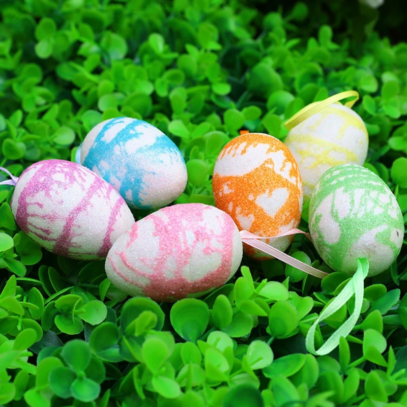 

6Pcs Simulation Bird Pigeon Eggs Foam Easter Eggs DIY Craft Kids Gift Happy Easter Decorations Favor Home Decor Easter Party