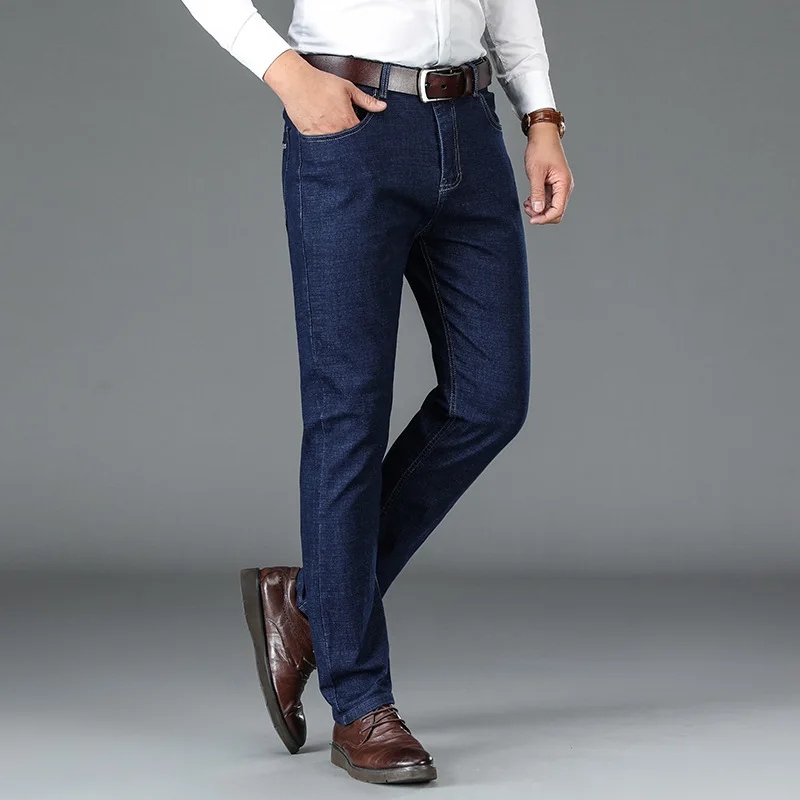 Fashion Jean For Men Denim Trousers Male 2022 Autumn Pant Sweatpant Casual Plus Size Washed Full-Length Spring Elastic MOOWNUC