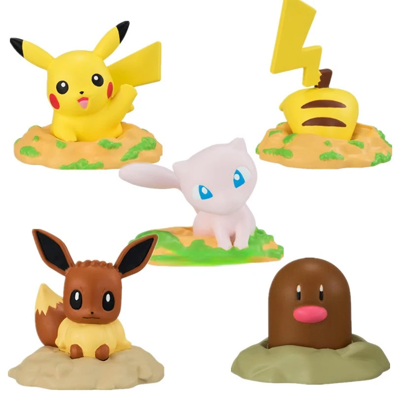 

Bandai Pokemon Gachapon Doll Elves Q Version Mewtwo Pikachu Eevee Modle Toy Action Figure Desktop Ornaments