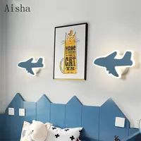 Cartoon Airplane Wall Lamp for Children's Bedroom Creative Acrylic Wall Sconces In The Nursery Room Aisle Eye Protection Fixture