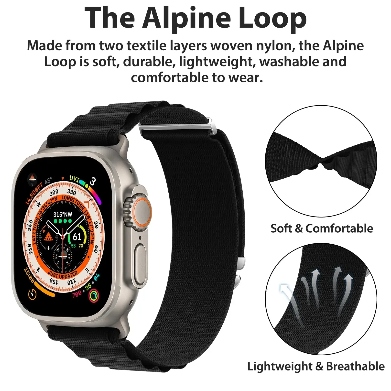 Фото Ремешок Alpine Loop для Apple Watch Ultra Band 49 мм 46 мм 45 мм 44 мм 41 мм Нейлоновый браслет с C-образной застежкой для iWatch Series10 42 мм 9 8 7 6 5 №4