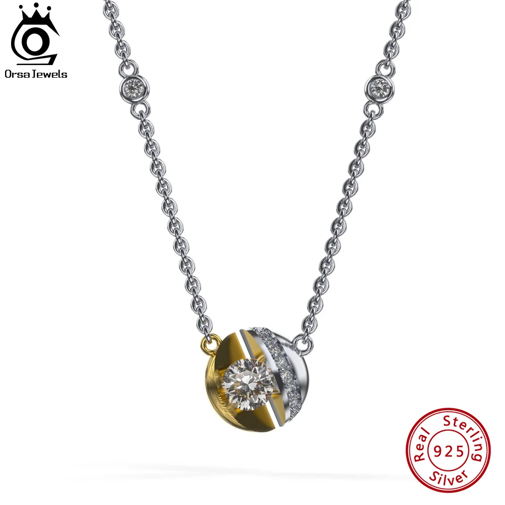 

ORSA JEWELS, оригинальный дизайн, ожерелье из стерлингового серебра 925 пробы с цирконием, 14K золото, Уникальные ожерелья с кулоном, ювелирные изде...