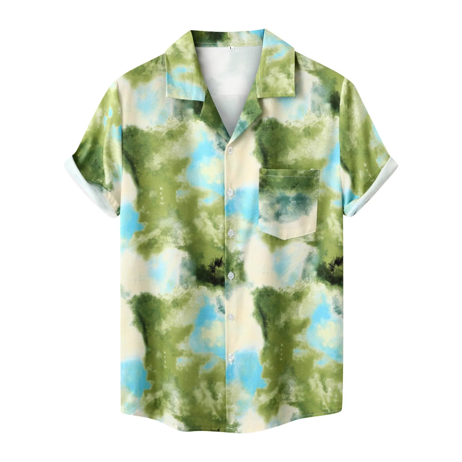 

Рубашка мужская с принтом, гавайская блузка с коротким рукавом для отпуска, повседневный удобный Свободный Топ, в стиле Харадзюку, на лето