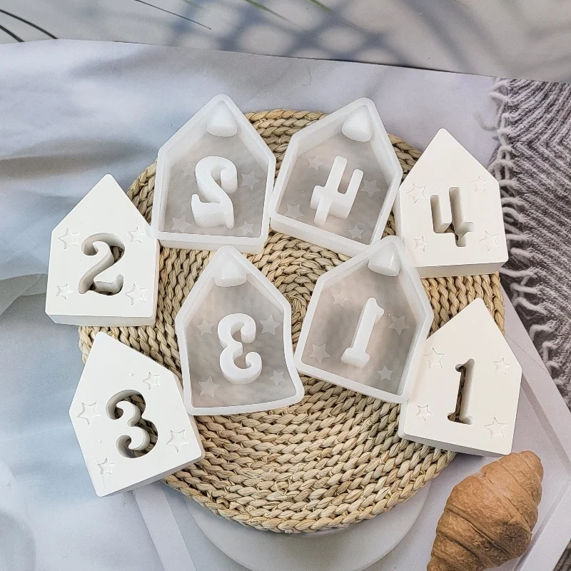 Силиконовая форма в виде цифр и сердечек для рождественской елки гипсовая