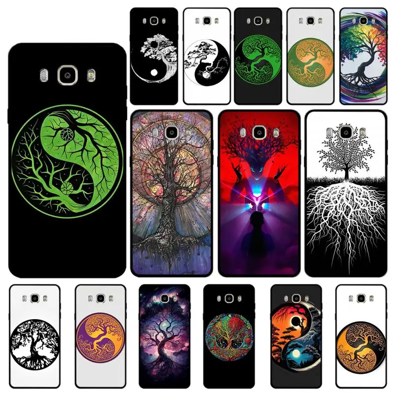 

Rough Wood Grain Effect Tree of Life Yin Yang Phone Case For Samsung J 7 plus 7core J7 neo J6 plus prime J6 J4 J5 Mobile Cover