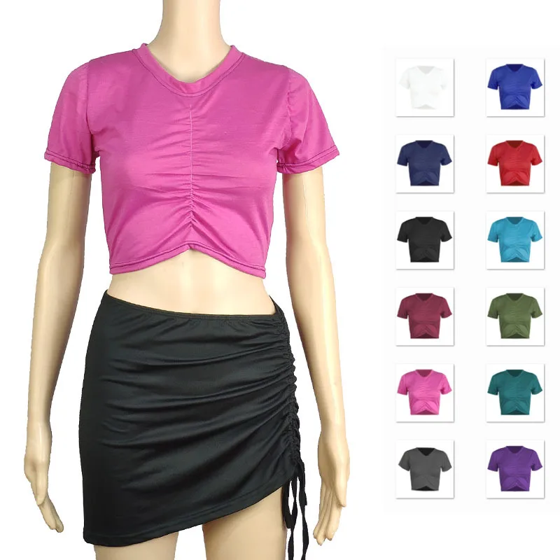 

O-Neck Solid Tshirt Women Summer Cross Bandage Tee Sexy Short Sleeve Camisole Casual Tank Top Fashion Female Crop Tops Shirt