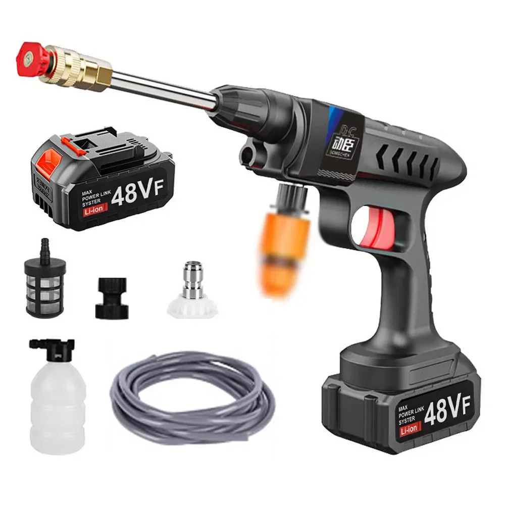 

Household Cordless High Pressure Car Wash Tool Portable Vehicle Cleaning Machine Automobile Washer with Foam Bottle