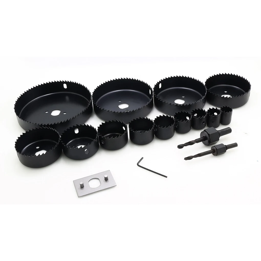 

Hole Saw Veneer Plasterboard Downlight Holes Cutter Self-Assembly Core Drill Bits Kit Metal Equipment Gray 19-127mm
