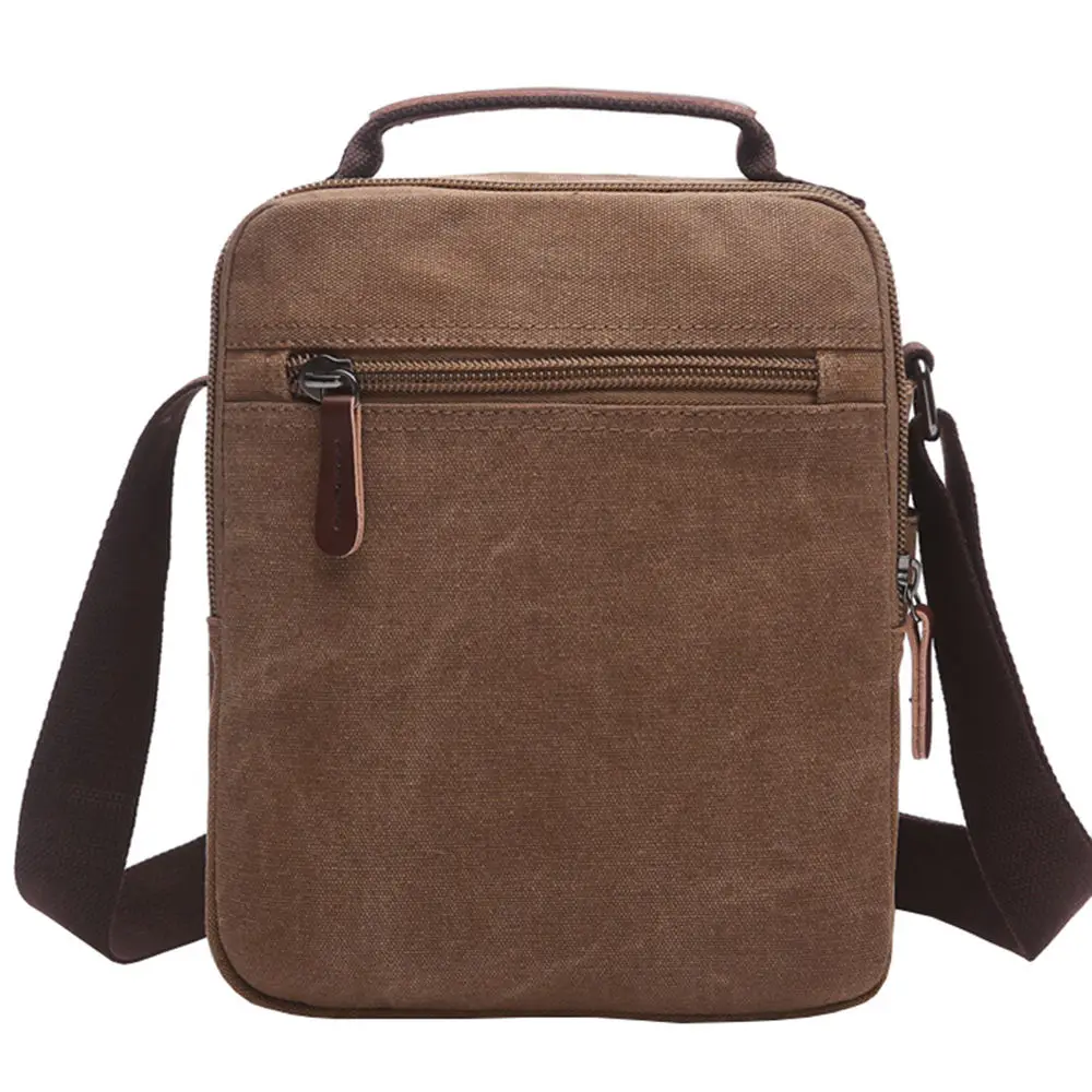 Canvas Handbag Men's Cross Body Messenger Shoulder Bag Business Large capacity Solid Color Zipper