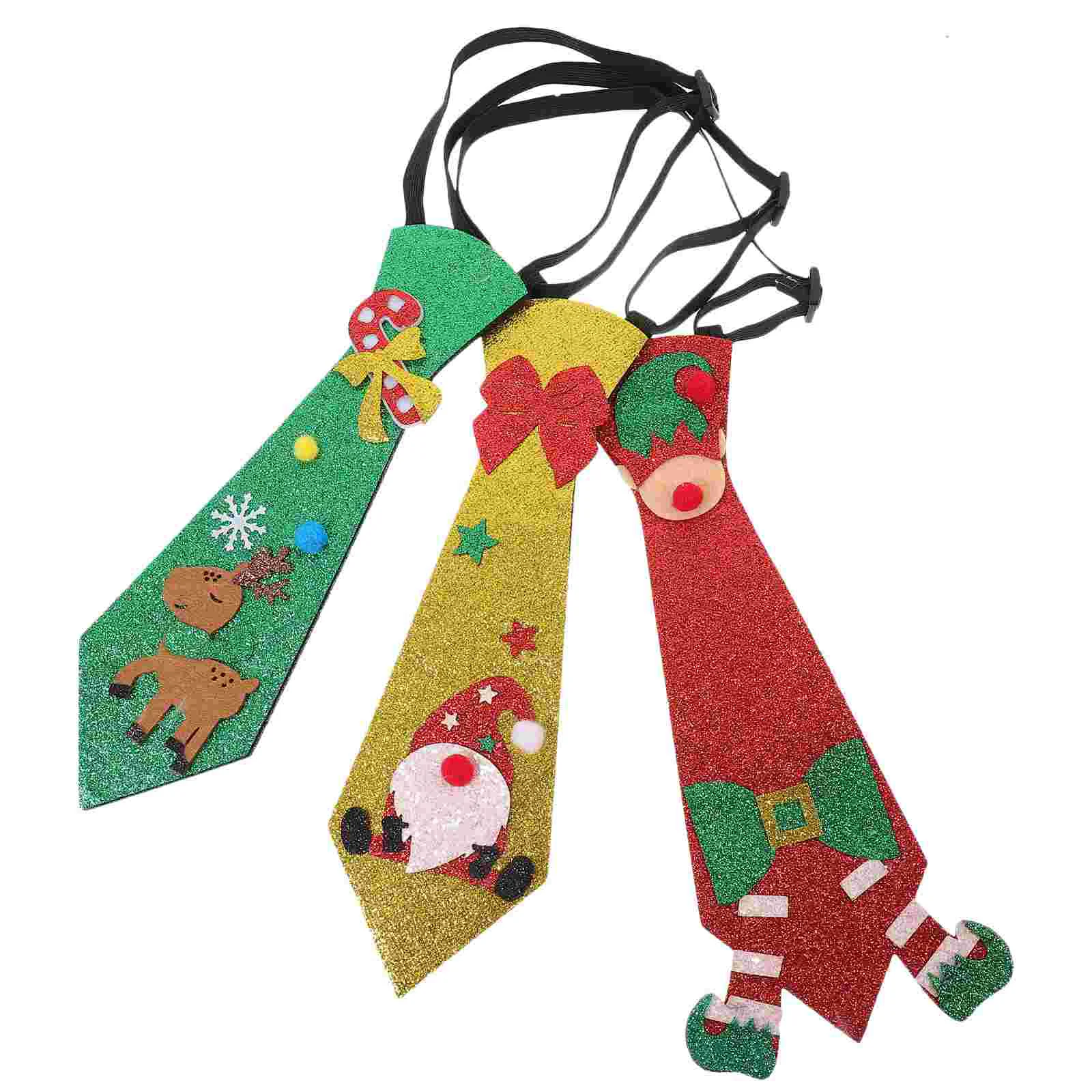 

3pcs Christmas Ties Holiday Printed Neckties Festive Neckties Christmas Costume Supplies