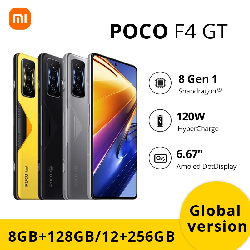 poco f4 gt 5g smartphone snapdragon 8 gen 1 octa core 120hz amoled dotdisplay 64mp triple camera 120w hyper charge free global shipping