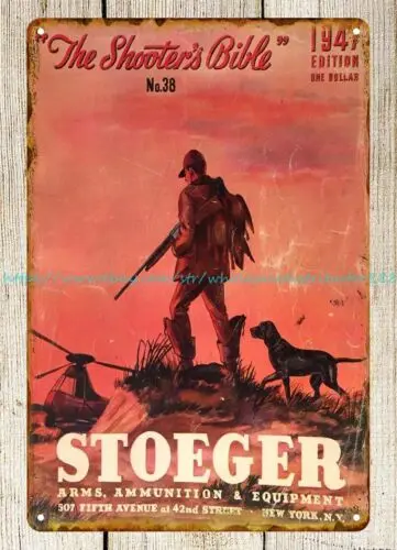 табличка ностальгическая 1947 года STOEGER SHOOTER BIBLE каталог обложка арт металлическая