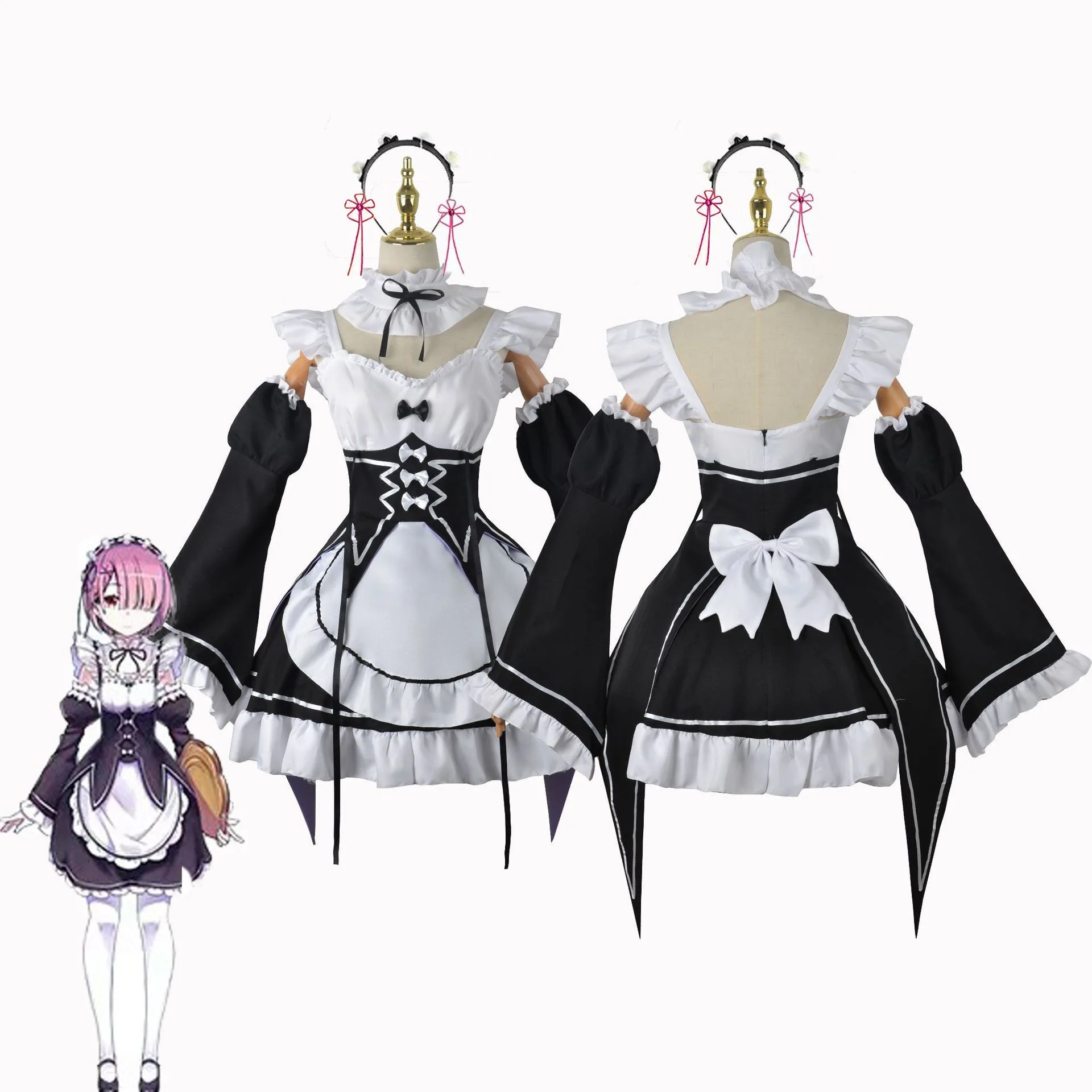 

Ram Rem Cosplay Maid Dress Anime Re Zero Kara Hajimeru Isekai Seikatsu Cosplay Costumes Wig Party Dresses Maid Costume For Women