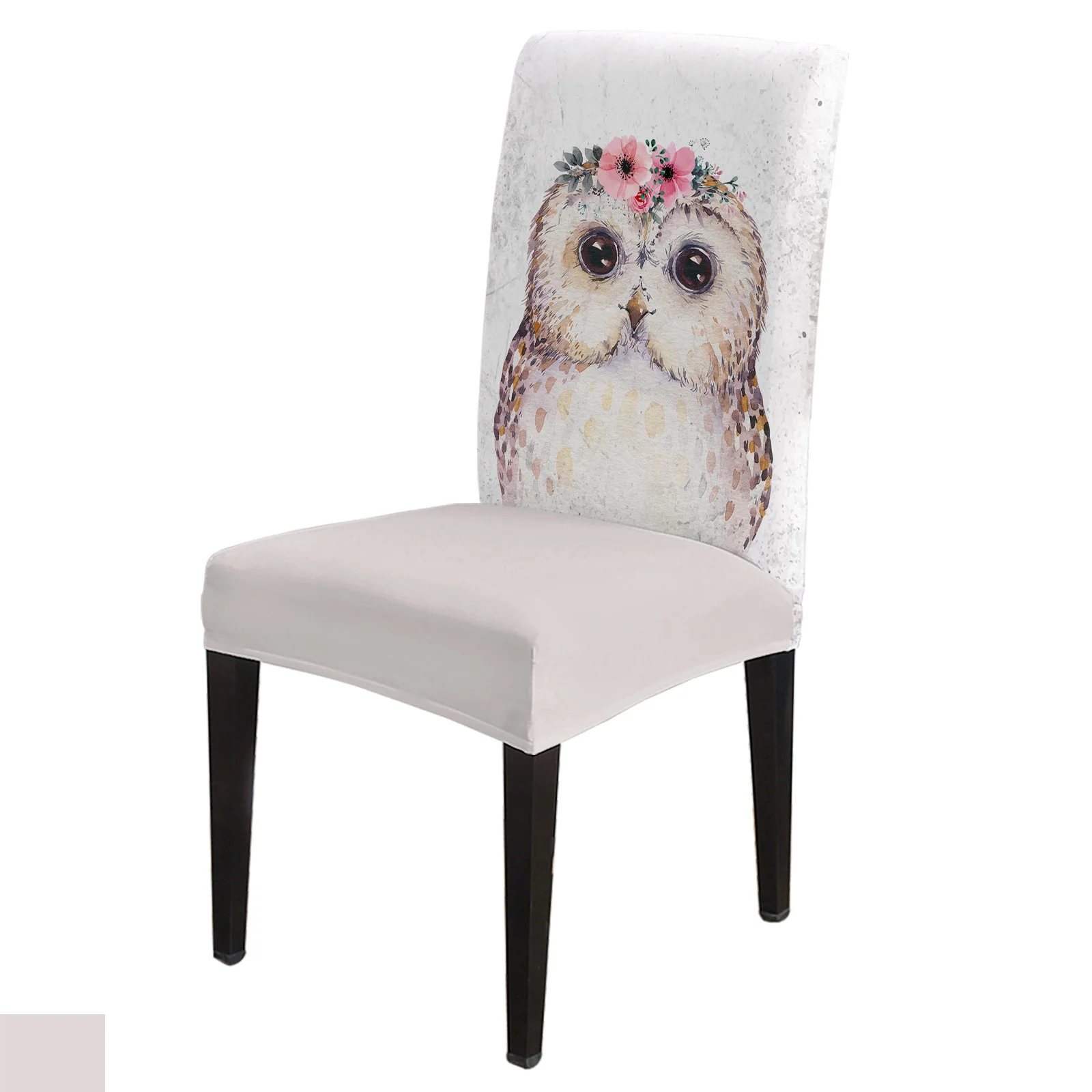

Owl Watercolor Animal With Flowers Dining Chair Cover 4/6/8PCS Spandex Elastic Chair Slipcover Case for Wedding Home Dining Room