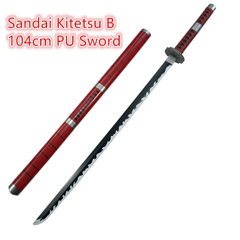 104cm Cosplay Sword Roronoa Zoro Sword Role Playing Aki Mizu Samurai Weapon Katana Knife Safety PU Toy Gift images - 6