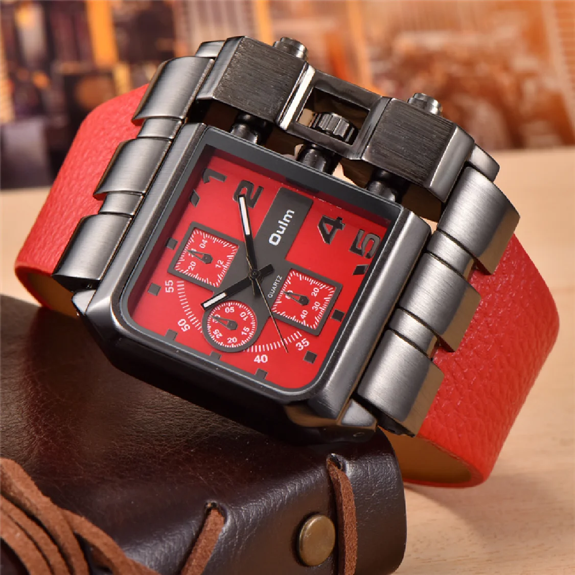 

Oulm 3364 Fashion Square Dial Wide Strap Men's Quartz Watch Luxury Brand Male Clock Super Big Men Watches montre homme