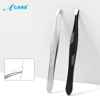 acare eyebrow tweezer with comb cap stainless steel slanted flattip eyelash cilp face hair removal eye brow makeup tool