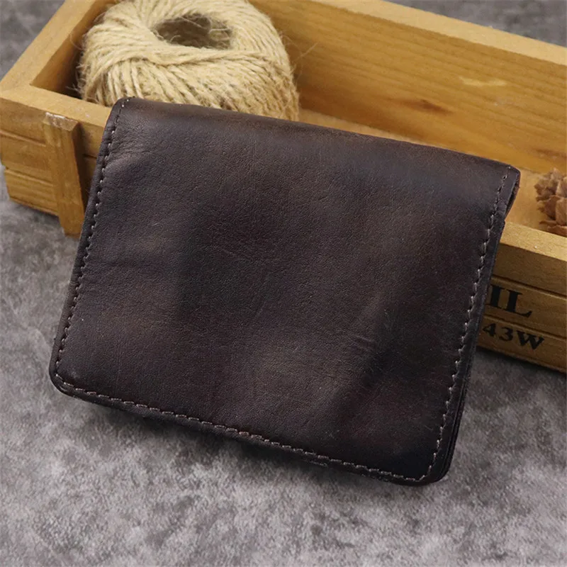 washed vegetable tanned cowhide vintage highquality real leather large capacity mini small and cute card holder Short coin purse
