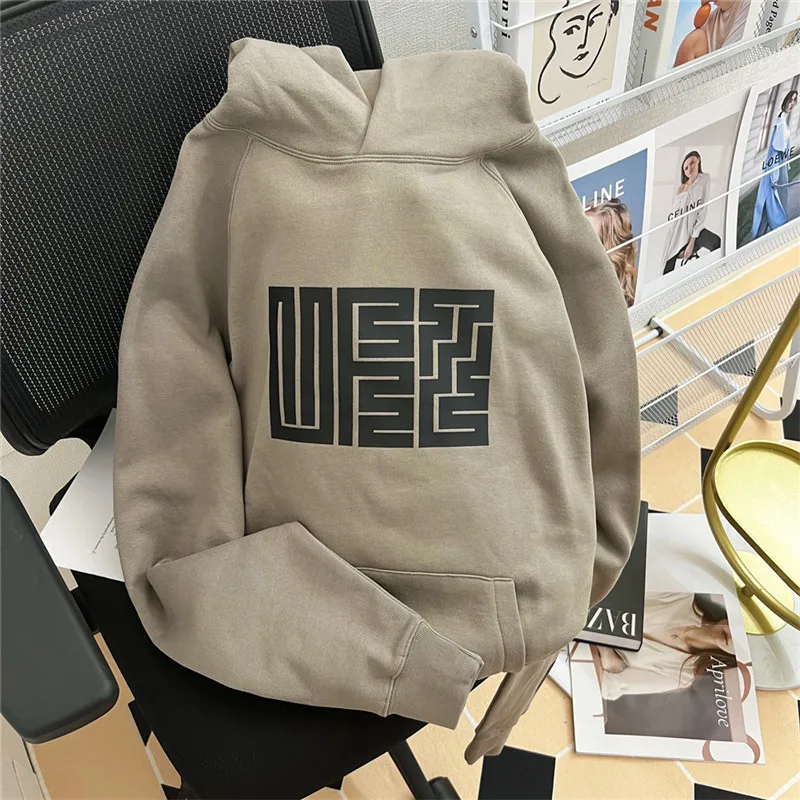 

America Retro Streetwear Hooded Sweatshirts Men's and Women's Autumn Loose Gothic Hoodies Hip Hop Y2k Pullover Grunge Grey Top