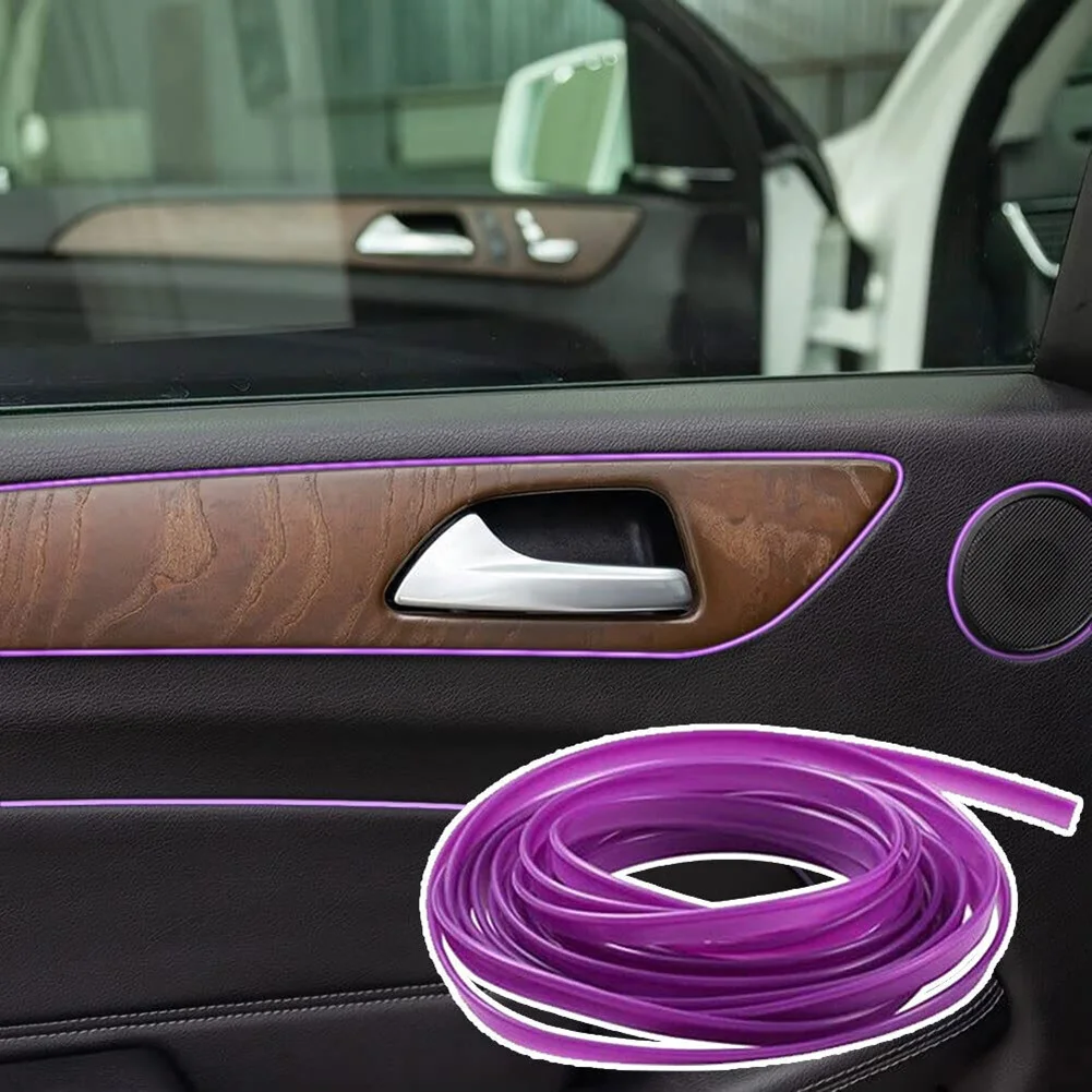 

1pc Car Moulding Trims Dashboard Door Car-styling Interior Accessories Purple Silicone 5M Length 5m Car-Styling