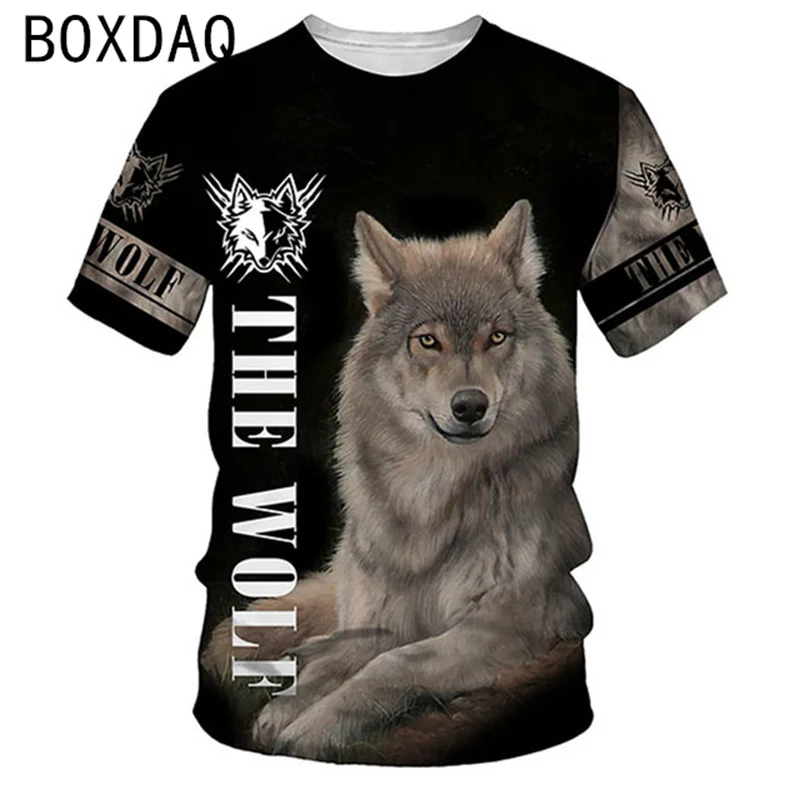 

Футболка мужская с 3D-принтом волка, летняя футболка с круглым вырезом, уличная мода, большой размер 6XL, 2023