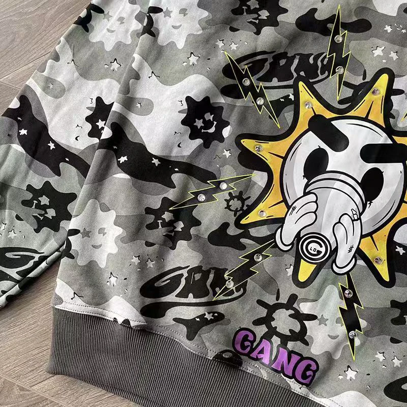 Толстовка с капюшоном Glo Gang The Glory Повседневная и камуфляжным принтом на молнии