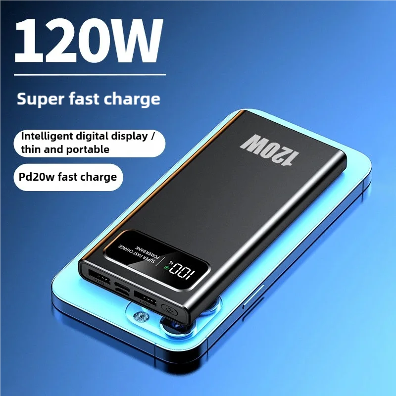Фото 120 Вт 200000 Портативный внешний аккумулятор мАч Power Bank с быстрой зарядкой PD 20 Вт для мобильного телефона IPhone 16 Xiaomi Samsung Powerbank для ноутбука №3
