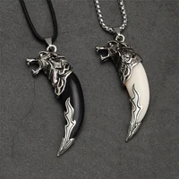 punk cool wolf teeth necklace for men women metal vintage imitation tooth brave amulet pendant necklace wolf jewelry lucky gifts