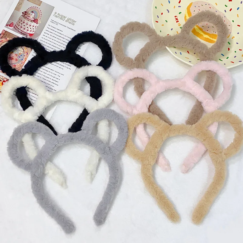 

Autumn and Winter Cute Rabbit Ears Hair Hoop Cartoon Bear Headband Girl Face Wash Makeup Hairpin Plush Headdress Female